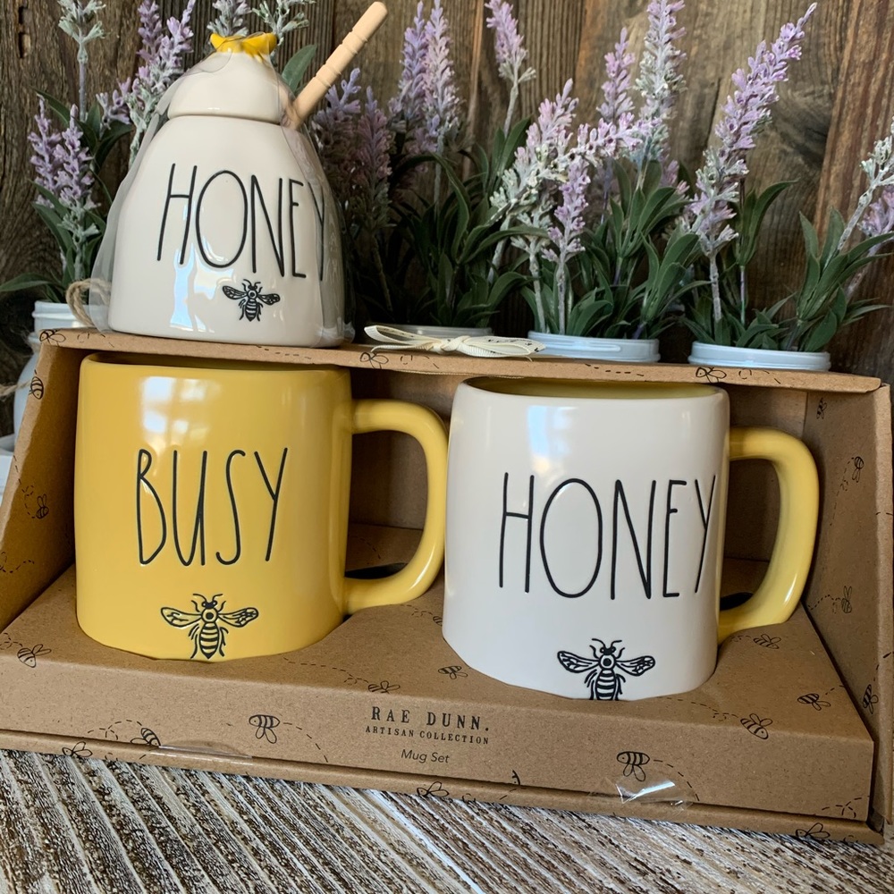 Rae Dunn 🐝 Honey Busy Bee Mug set w/ Dipper